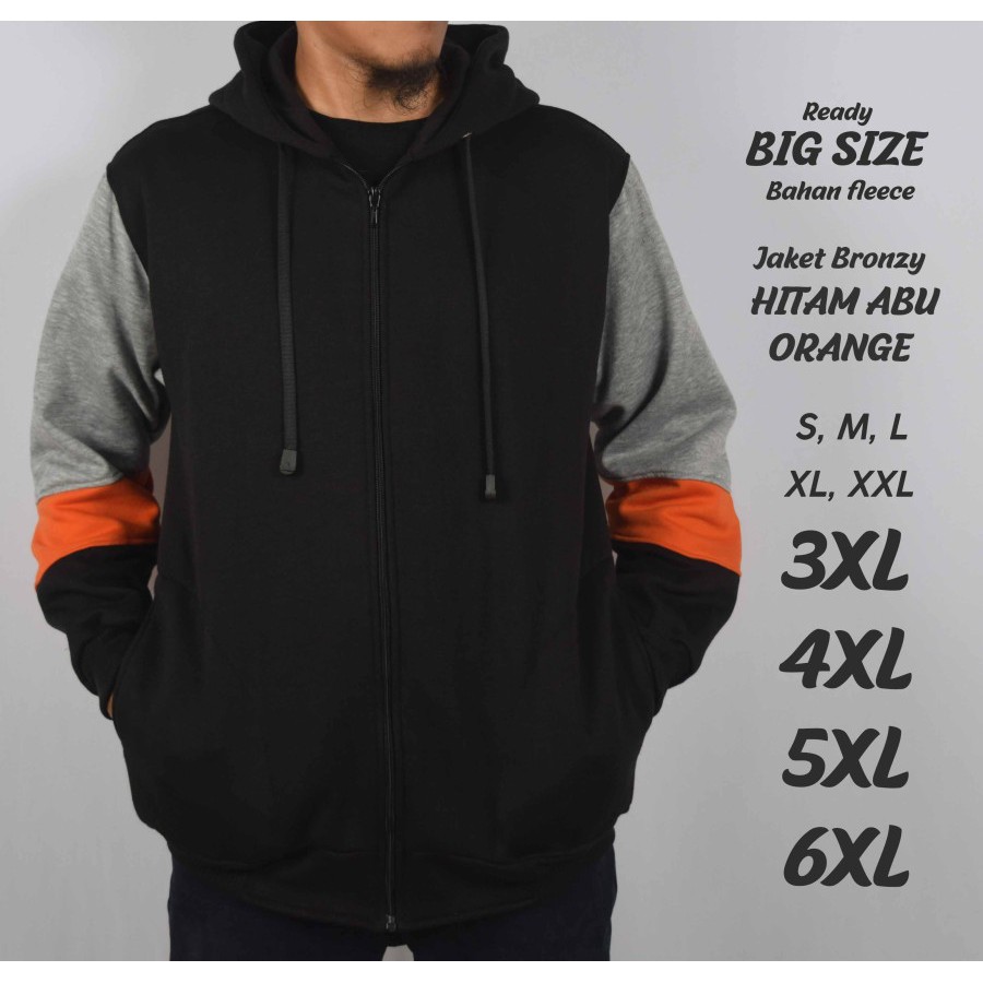 Jaket Pria Bronzy Polos Hoodie Jumbo Big Size Jaket Bronzy Pria Wanita Termurah Terlaris Hitam
