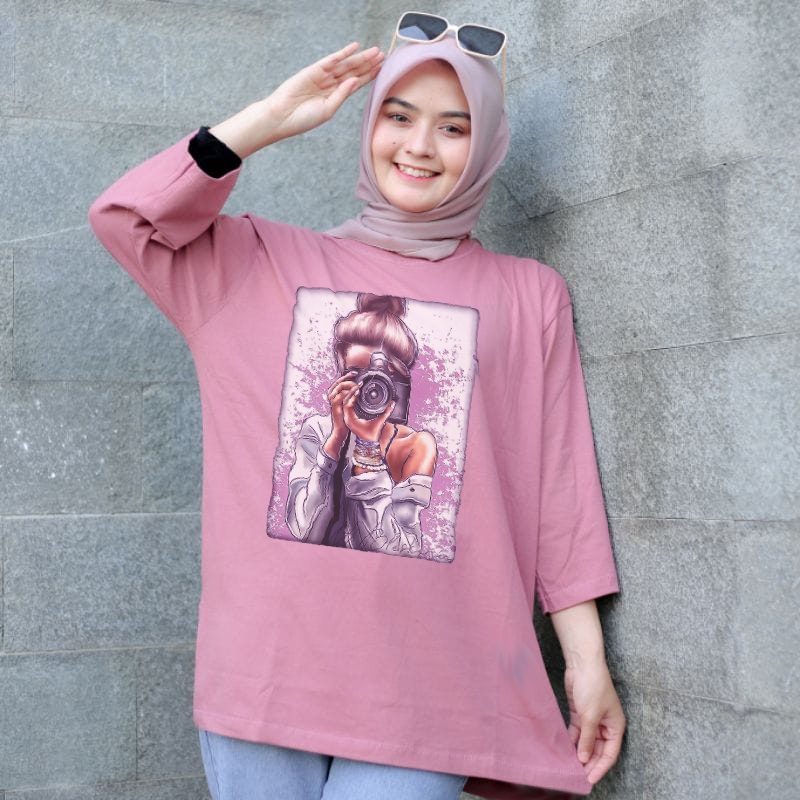 ASY Kaos Katun Wanita Lengan Panjang 3/4 - Hijab Colaboration