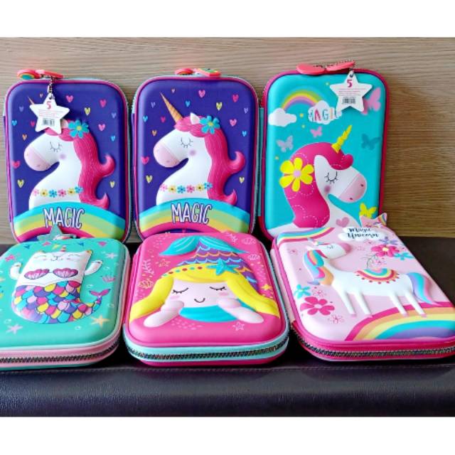 

Kotak tempat pensil organizer besar colorfull unicorn lucu