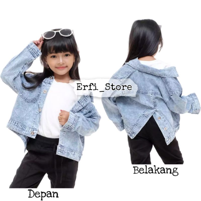 Jaket jeans Anak Kancing Belakang Usia 2-7th Bahan jeans premium /alika anak