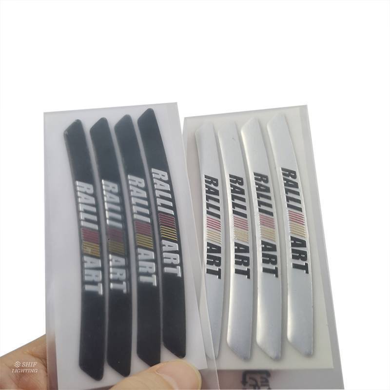 4 x Aluminum RALLIART Letter Logo Car Auto Wheel Tire Decorative Emblem Badge Sticker Decal MITSUBISHI RALLIART