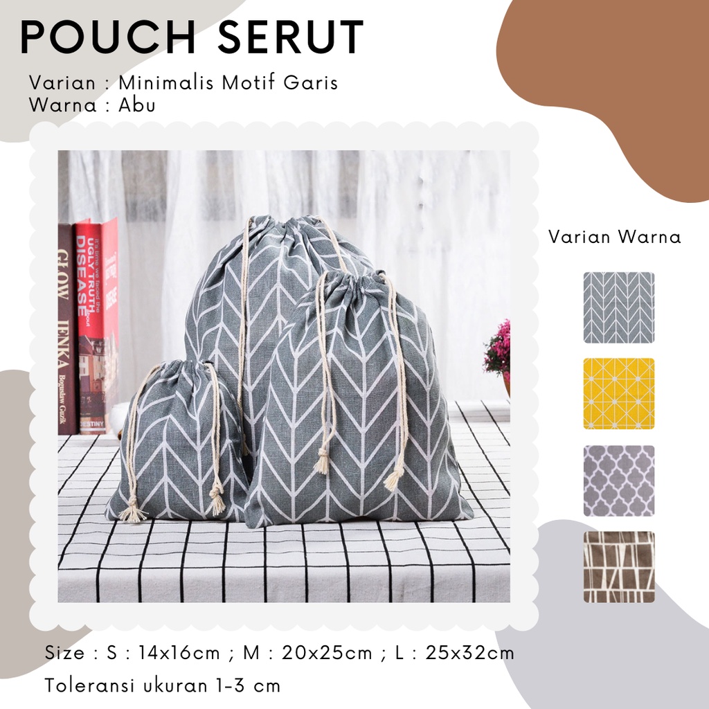 Pouch Serut Motif Garis / Serbaguna / Souvenir / Wrapping / Hampers