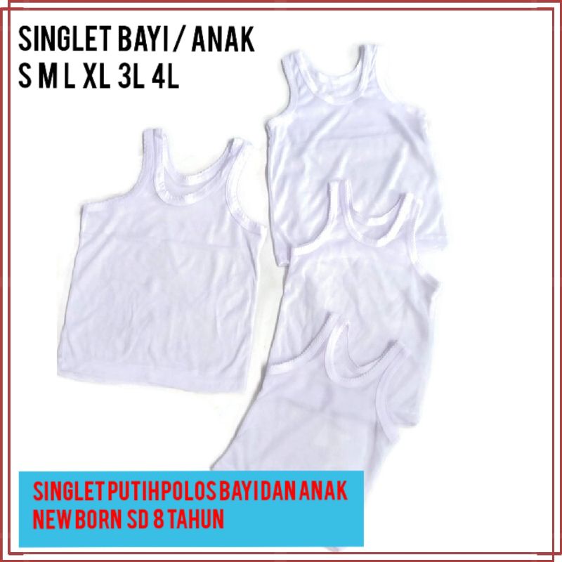 Promo Murah 12 Pcs  Singlet Bayi S /M/L/XL/3L/4L, Kaos Dalam Bayi Dan  Anak , Singlet Bayi Lusinan