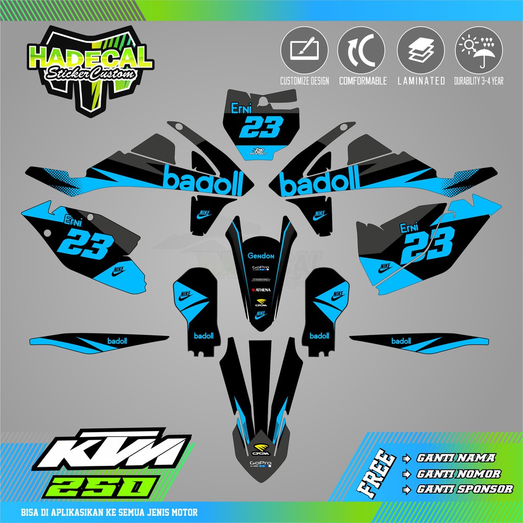 DECAL KTM 250 SXF BIRU LANGIT BADOLL
