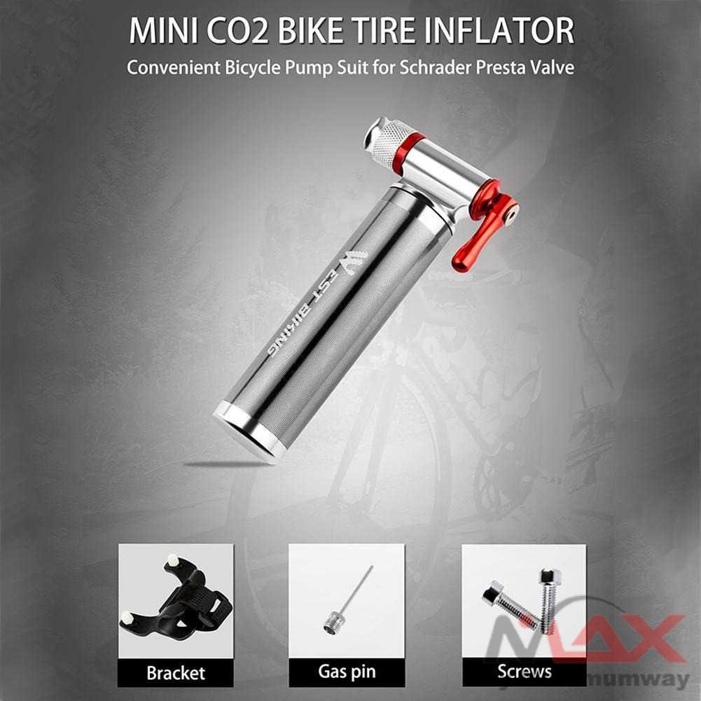 WEST BIKING Pompa Angin Ban Sepeda CO2 Inflator Portable Bike Pump Warna Silver