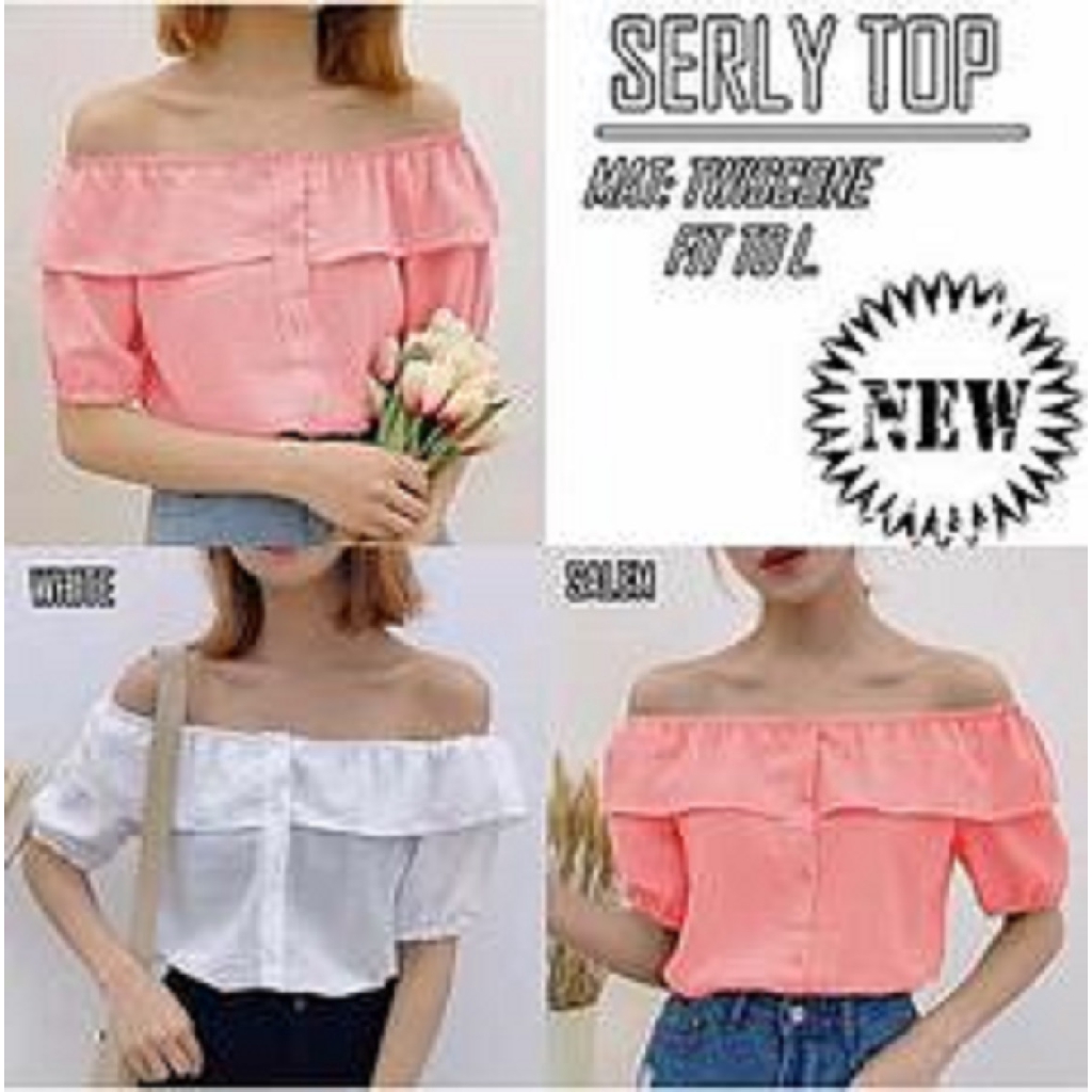 [Serly Top BC]Blouse wanita twiscone PUTIH/SALEM