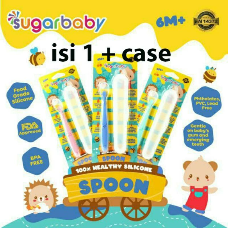 Sendok Sugar Baby Silicone Spoon with Cover / Sendok Bayi Silikon Sugar Baby Healthy Silicone Spoon sendok makan bayi SENDOK BAYI DENGAN WADAH SENDOK DENGAN TEMPAT TEMPAT SENDOK TRAVELING SENDOK SET BAYI sendok kerok sendok 2IN1 SENDOK SILICONE