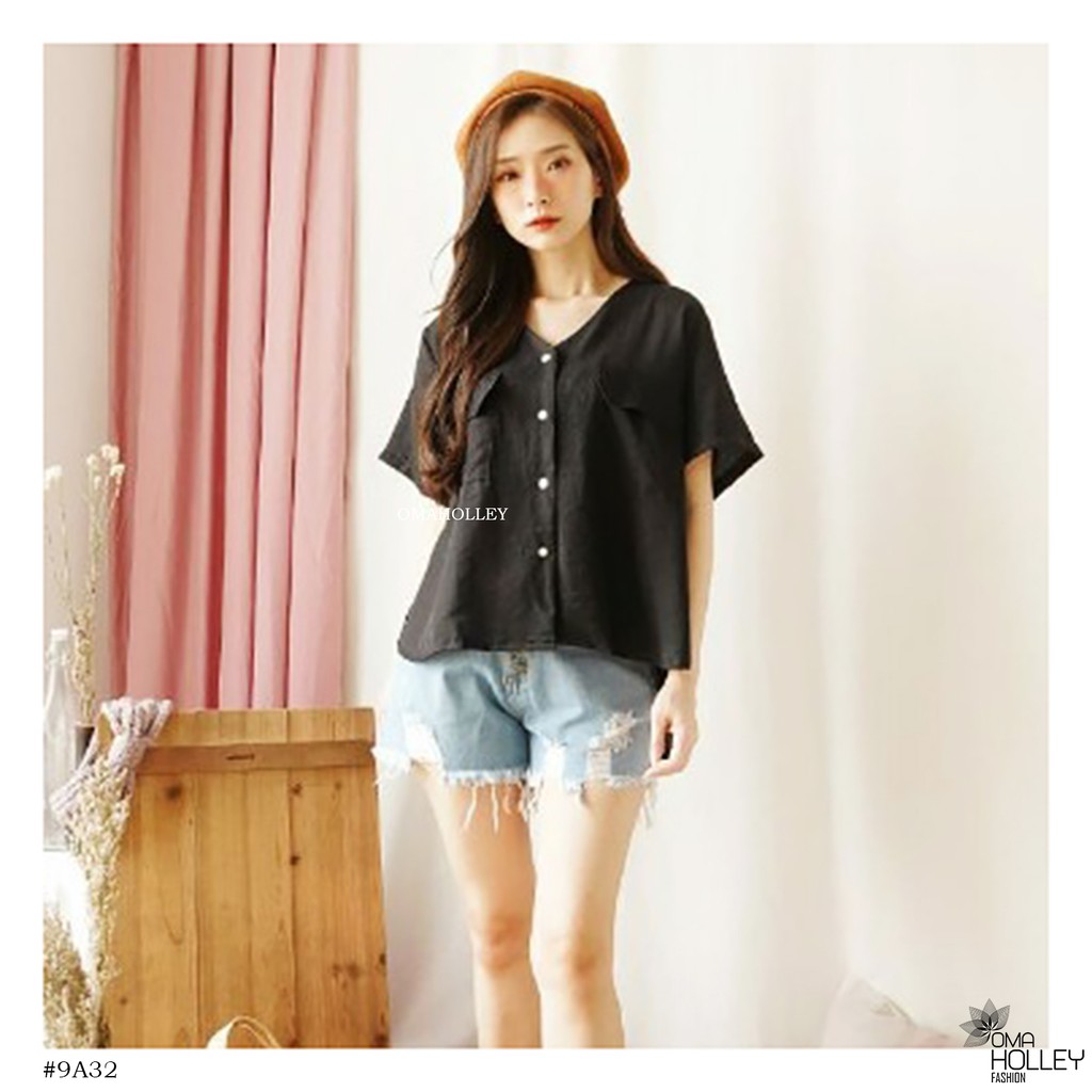 (COD) OH Fashion Kemeja Joan Tshirt Lengan Pendek Premium #9A32-00