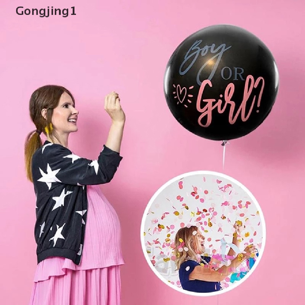 Gongjing1 Balon Confetti Bahan Latex Warna Hitam Untuk Baby Shower