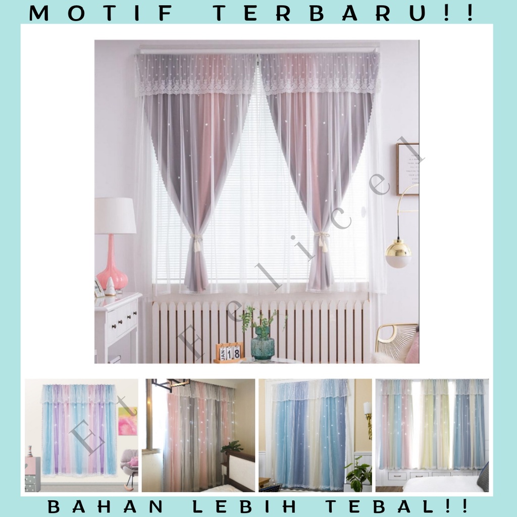 Blackout Magic Curtain Velcro / Tirai Gorden Hordeng Polos Warna Warni Pintu Jendela Tanpa Bor