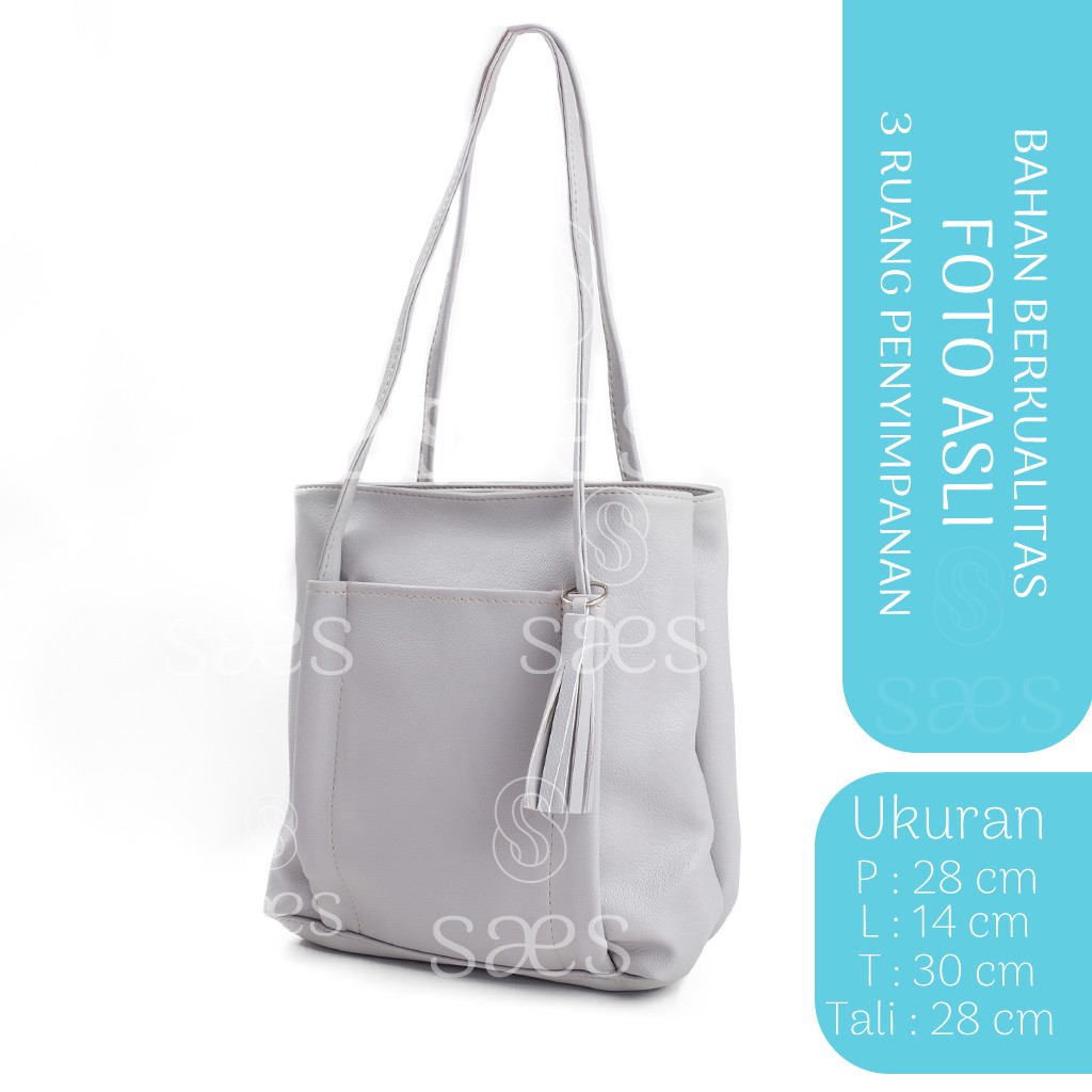 Saes - Totebag Wanita Simple Lily Kulit Tas Tote Bag  Vintage retro Tas tote wanita Tas Kerja Tas Kuliah Murah 001