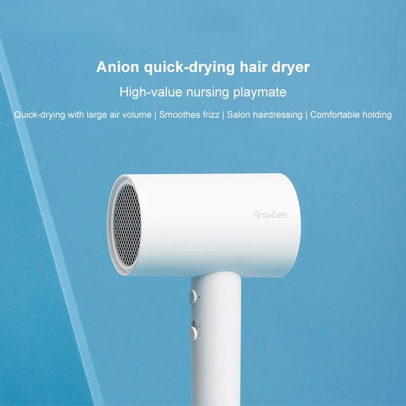 ShowSee Xiaomi Anion Hair Dryer Quick Dry Negative Ion 1800W Hair Care Pengering Peralatan Styling Blow Rambut /  Catok Pelurus Catokan Lurus Gelombang Rambut Hair Straightening Curling Comb