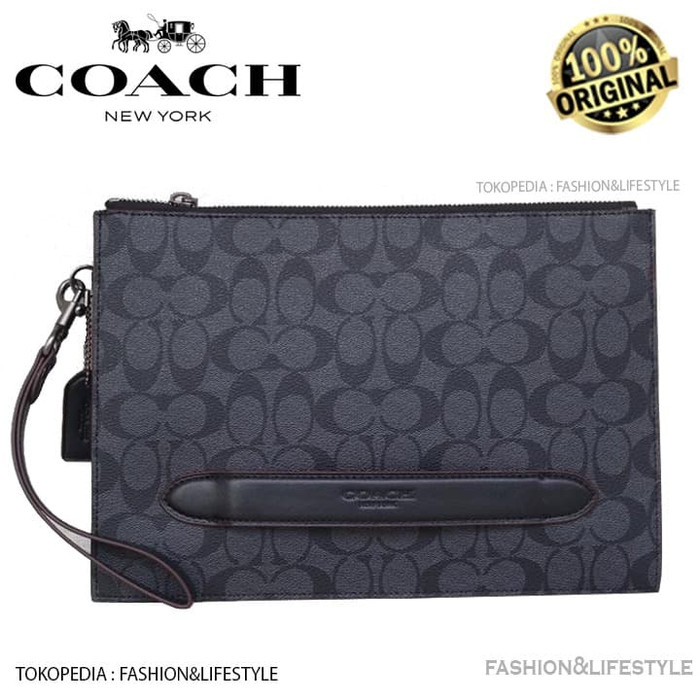 Coach Pouch Manhattan In Signature Canvas Clutch Coach Original 100%