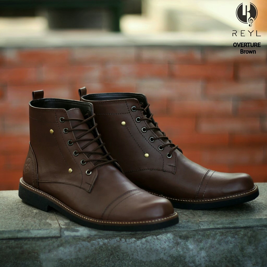 Sepatu Boots Kulit Pria Sepatu Safety Pelindung Besi  Sepatu Cowok Kulit Sepatu Boot Kulit Pria