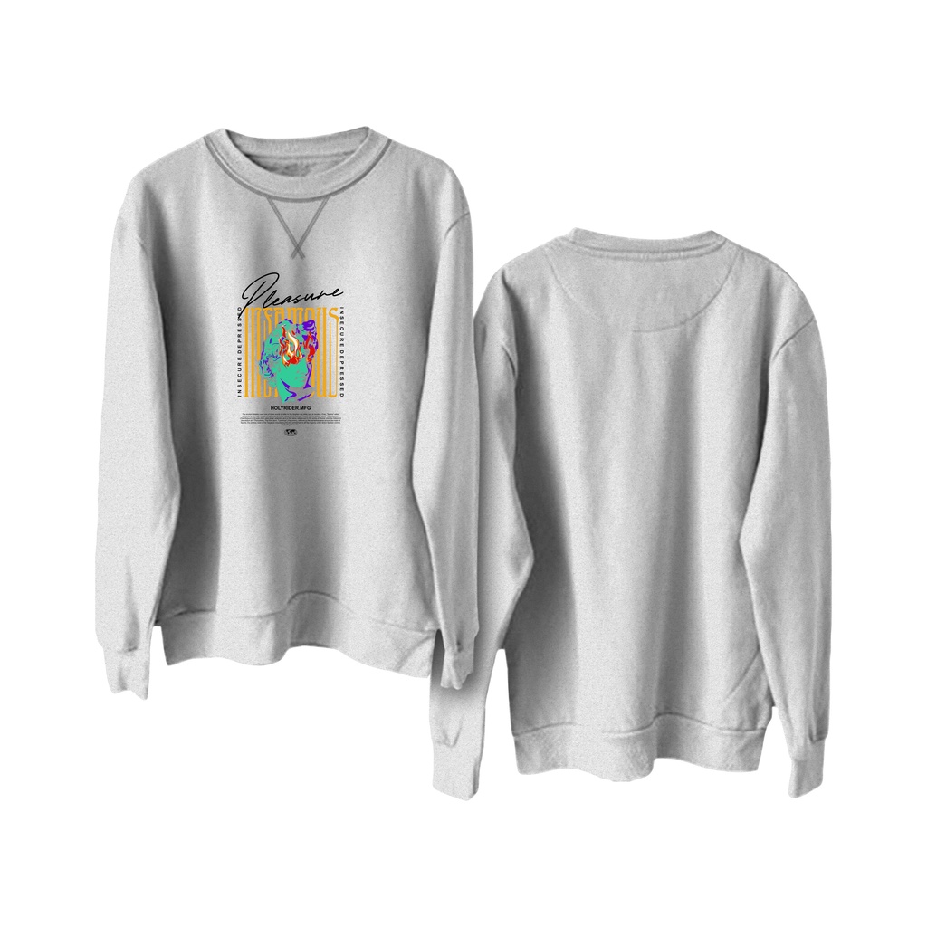 Crewneck sweatshirt sablon DTF || Holyrider Sweter Basic Pleasure size M - XXL ( Pria &amp; Wanita )