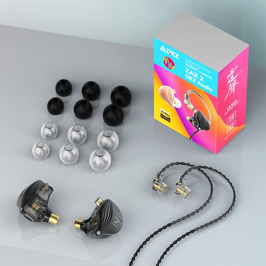 QKZ ZAX2 earphone HIFI BASS stereo music telfon Sport daily headset dengan mic original