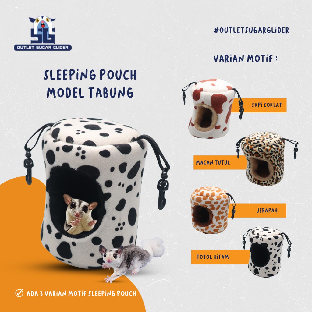 SLEEPING POUCH MODEL TABUNG TEMPAT TIDUR HEWAN SUGAR GLIDER