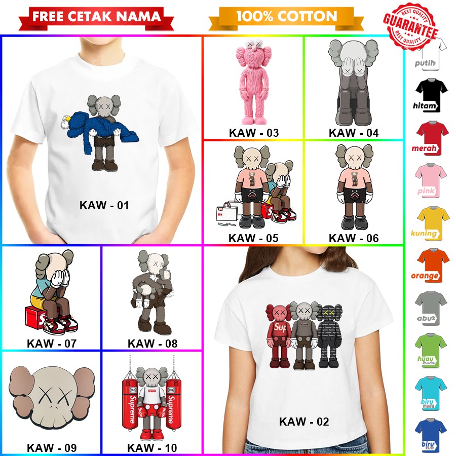 [FREE NAMA!!] Baju Kaos ANAK DAN DEWASA KAWS BANYAK MOTIF