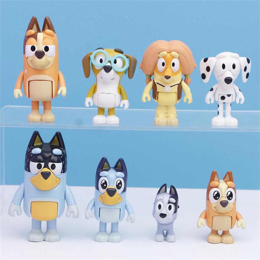 8 / 12pcs Action Figure Bluey Playtime Anime Bingo Family Untuk Hadiah Anak