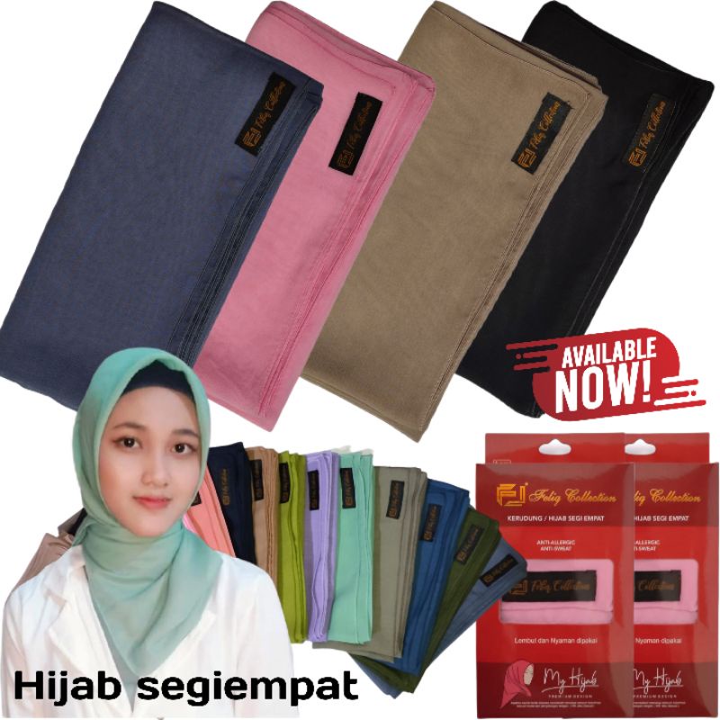 Hijab Warna SEGIEMPAT Polos (bahan cotton Fine Original) COD murah