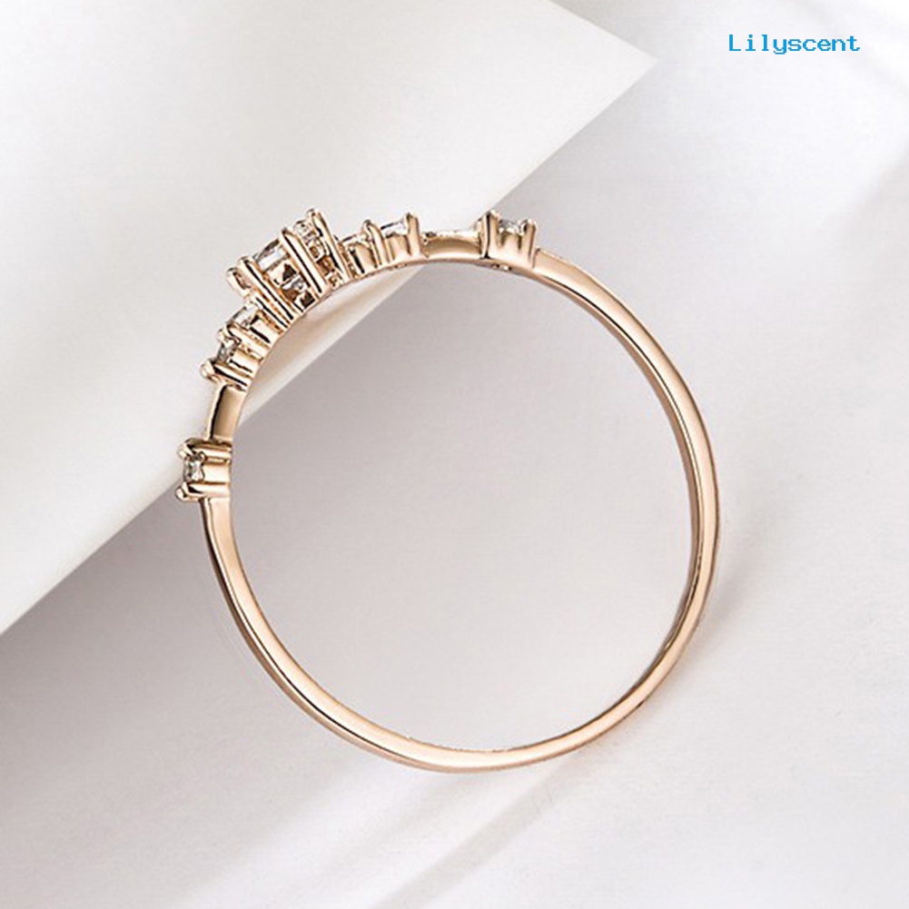 Lilyscent Women Fashion Plating Rhinestone Inlaid Finger Ring Party Jewelry Wedding Gift