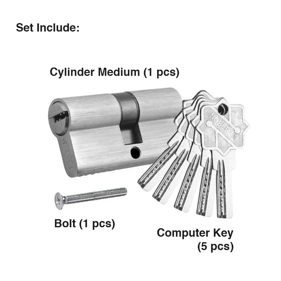 NOBLEZA Cylinder Medium Computer Key Silinder Kunci Komputer Pintu-1