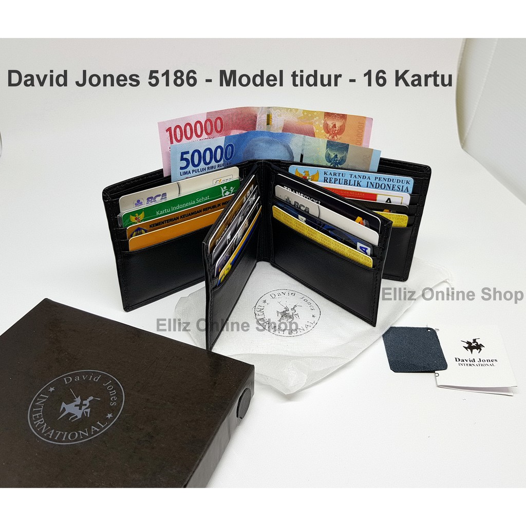 Dompet Pria David Jones 5186 Black - Kulit Import - 16 Kartu