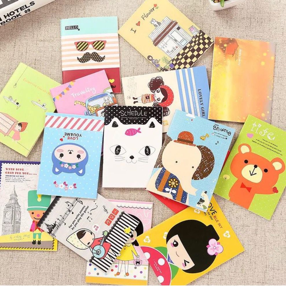 1234OS - Buku Tulis Mini Motif Kartun Cartoon Mini Note Book Buku Catatan Memo Pad Lucu Buku Tulis Kartun Kecil Motif Karakter Notebook Notepads.