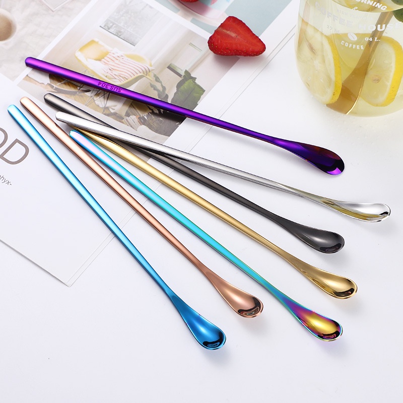 [304 Stainless Steel Coffee Stirring Spoon Dessert Spoon] [Colorful Tea Making Spoon] [Kitchen Tableware]