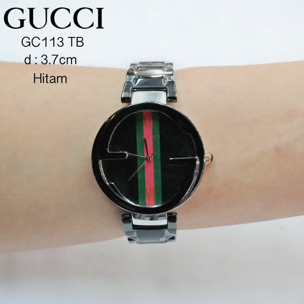 Jam Wanita Gu cci G0853 Black Ceramic - Keramik Hitam (hargajam harga jam)