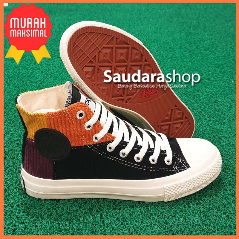 Sepatu Warrior RAINBOW Black Purple HC / Sepatu Warrior RAINBOW High