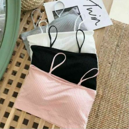 KEMBEN KOREA CUP BRA HITAM POLOS KORSET SPANDEK WANITA TANKTOP IMPORT