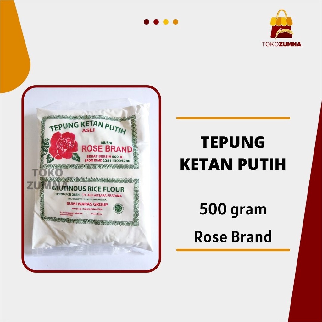 

Tepung Ketan Putih 500gr / Tepung Ketan Rose Brand / Rose Brand Tepung Ketan