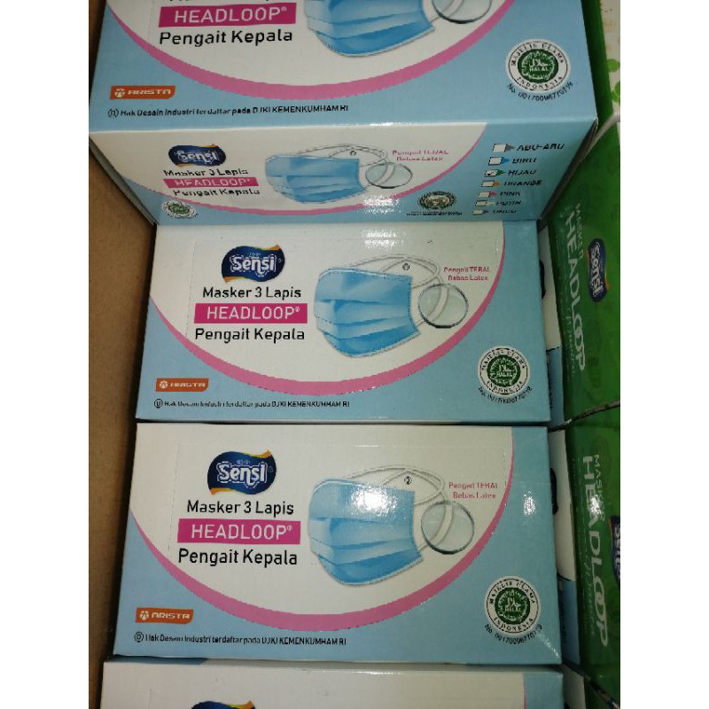 Masker hijab Sensi 3 ply surgical headloop @ 40 pcs