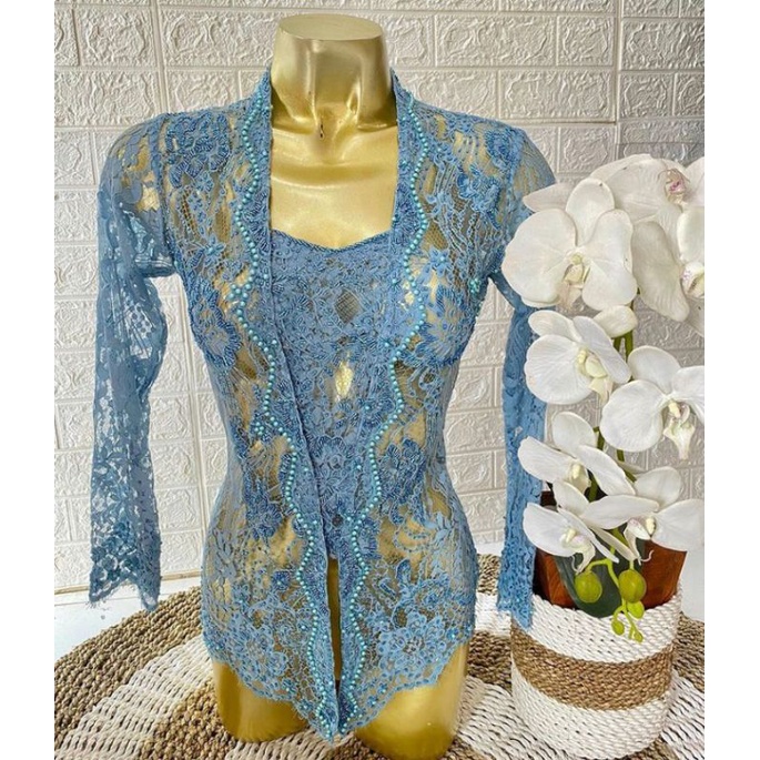 kebaya biru langit payet s m L xl bebas warna