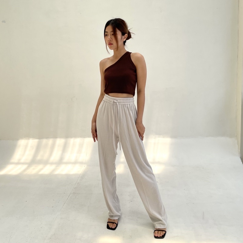 RUE TOP | Ribbed Tank Top Summer Crop Assymetric Tanktop Rib Basic Top