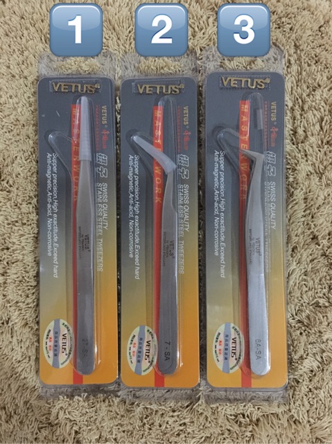 PINSET / TWEEZER VETUS ORIGINAL for EYELASH EXTENSION , SAMBUNG BULU MATA, LASH LIFT TERMURAH ORIGINAL PINSET RUNCING VETUS TIDAK TUMPUL