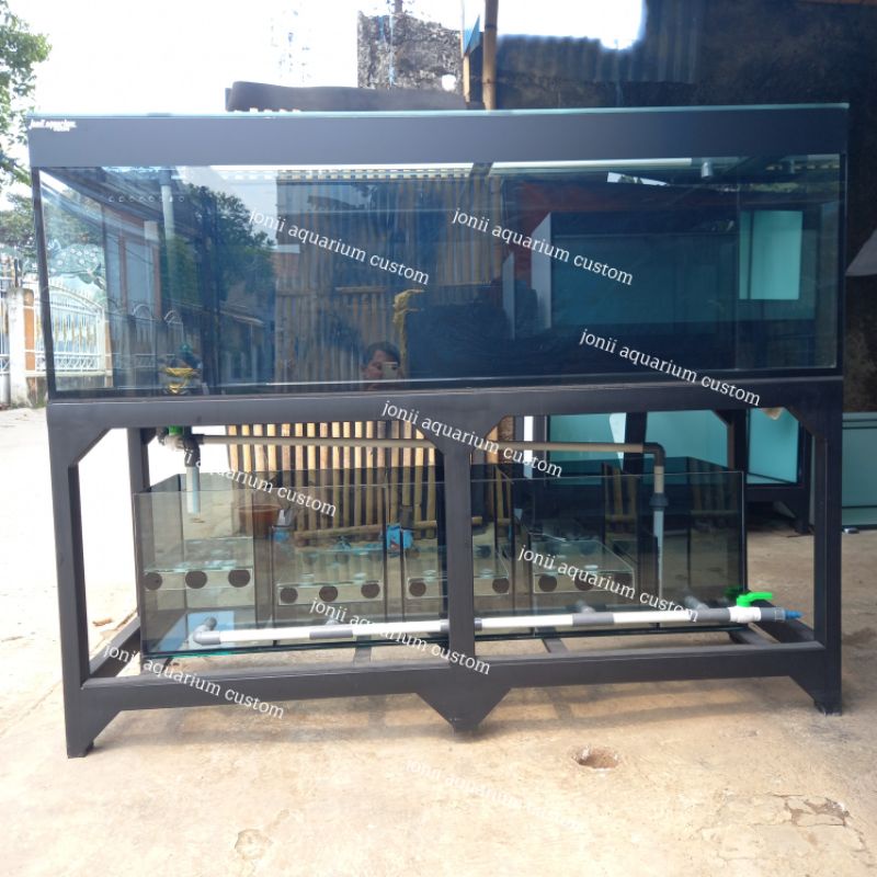 aquarium 200x70x70 alas 15mm keliling 12mm set sump filter 150x50x40