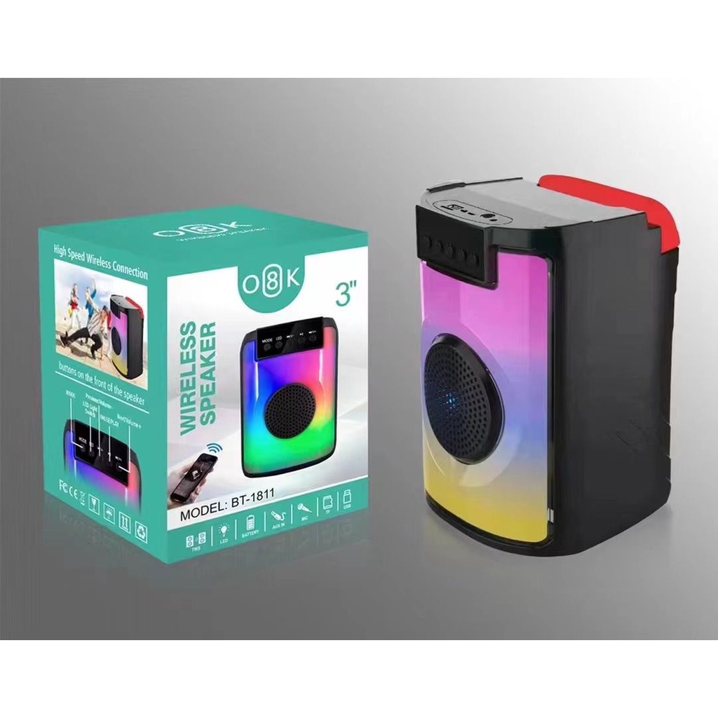 Speaker Bluetooth RGB Led BT-1811 Portable Wireless Speaker BT-1811 Led