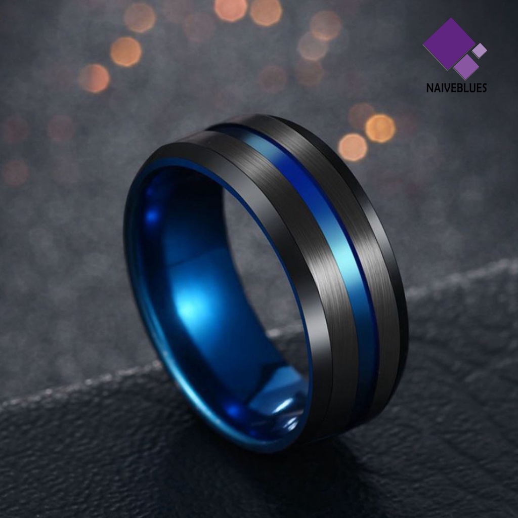 Naiveblue &gt; Cincin Lebar 8MM Warna Ganda Untuk Unisex / Pria / Wanita