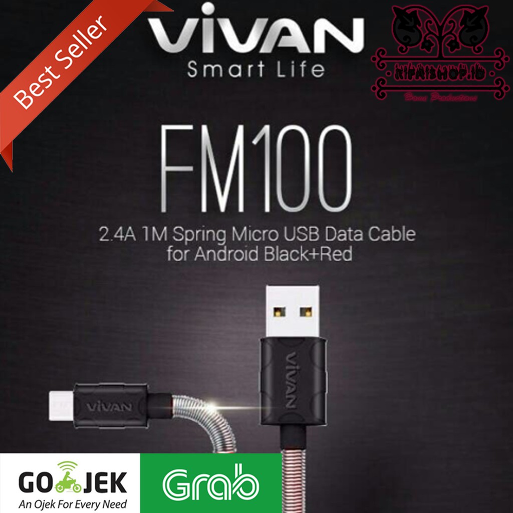 VIVAN FM100 SPRING Data Cable 2.4Ampere Fast Charging pack Stainless