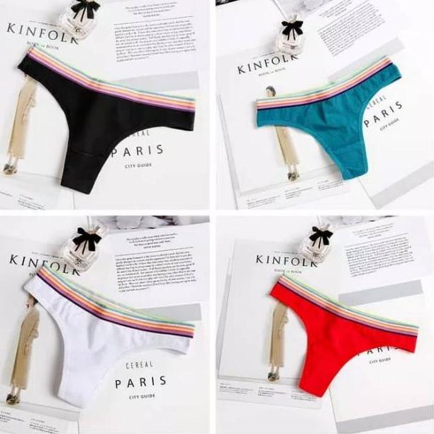 [PRODUK WBQZV] Celana dalam wanita sexy g string Sport bahan katun nyaman c139 pink hitam putih free