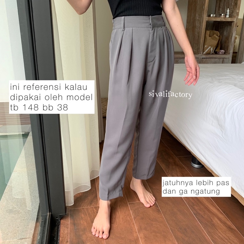 SIVALI Elika Pants 345/555 - Ankle Pants BIG SIZE - Loose Pants for Petite Girls Ukuran Jumbo - Celana 7/8 Bahan Jatuh - Celana Kerja Wanita