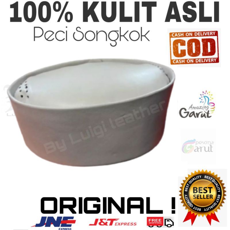 Peci Songkok Bahan Kulit Domba/Peci Songkok Pria Kulit Asli/Peci Jawara/Peci Haji/Peci Kulit - Luigi