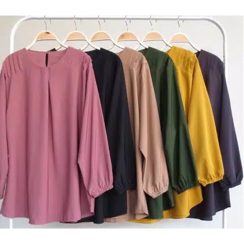 ATASAN DAYANA BLOUSE | ATASAN WANITA TERBARU 2021 | ATASAN KEKINIAN | ATASAN JUMBO LENGAN PANJANG-pink