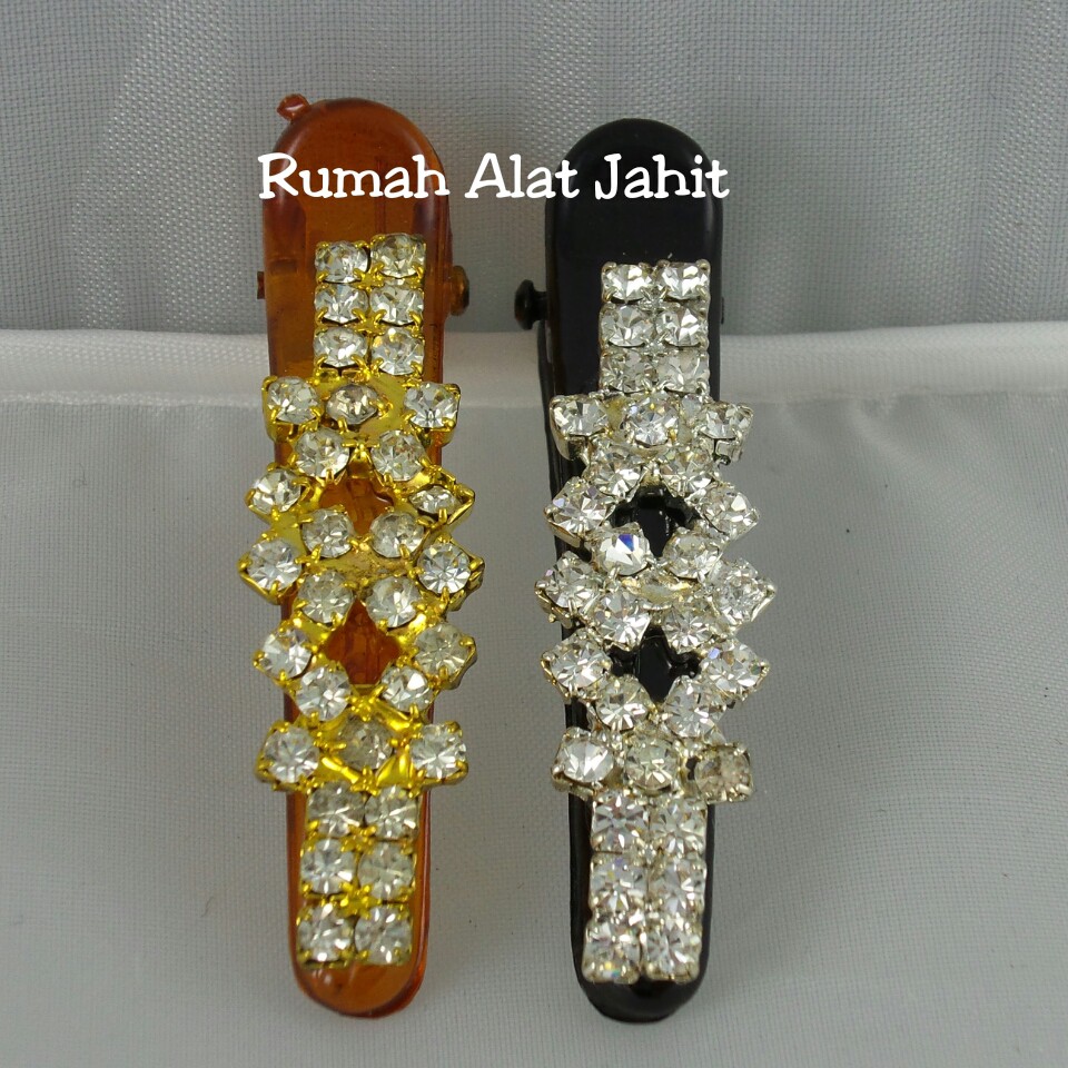 Jepit Rambut / Hair Clip Permata Baris Kotak 4.5cm (sepasang)