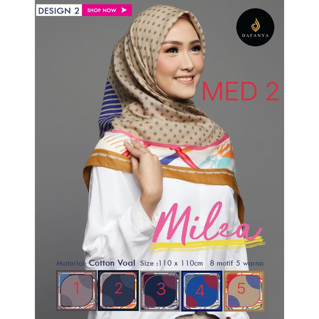 Hijab Segiempat MILEA MED2 by DAFANYA COTTON Scarf Segi empat