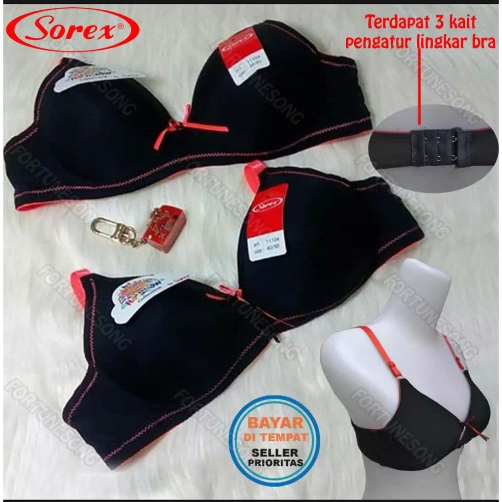 Sorex Bra- Bra Rainbow Sorex Tanpa Kawat Busa Tipis art 11104 Full Cup warna Hitam