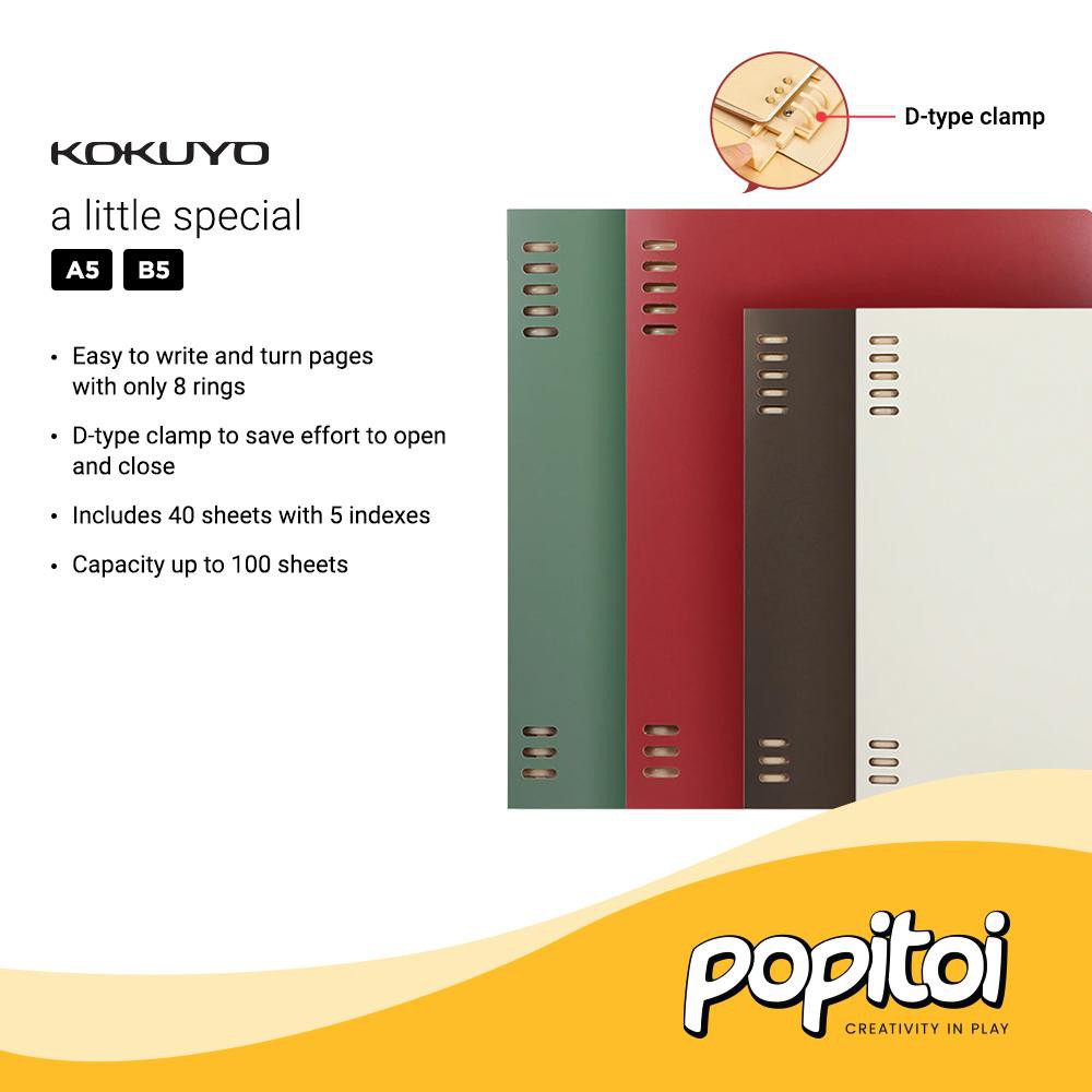 

KOKUYO Retro Loose Leaf 8-Ring Binder A5 B5 Notebook Buku Tulis Lubang