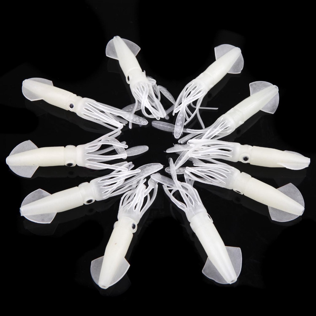 (BISA COD) FTIHSHPUmpan Pancing Luminous Squid Soft Bait Lure 10 PCS